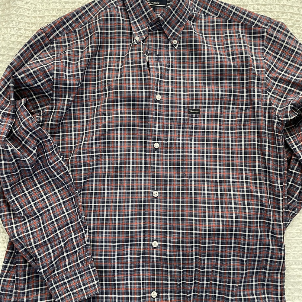 Faconnable Men's Plaid Shirt - Red and Blue